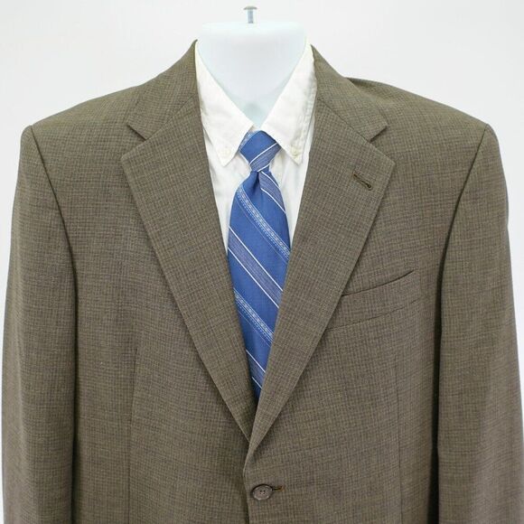 Hart Schaffner Marx Wool Sport Coat / Blazer 40R Brown Star Check 2 Button - Picture 1 of 12